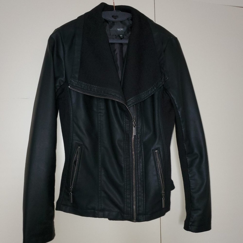 Mossimo Faux Leather Jacket with Fabric Panels NWOT